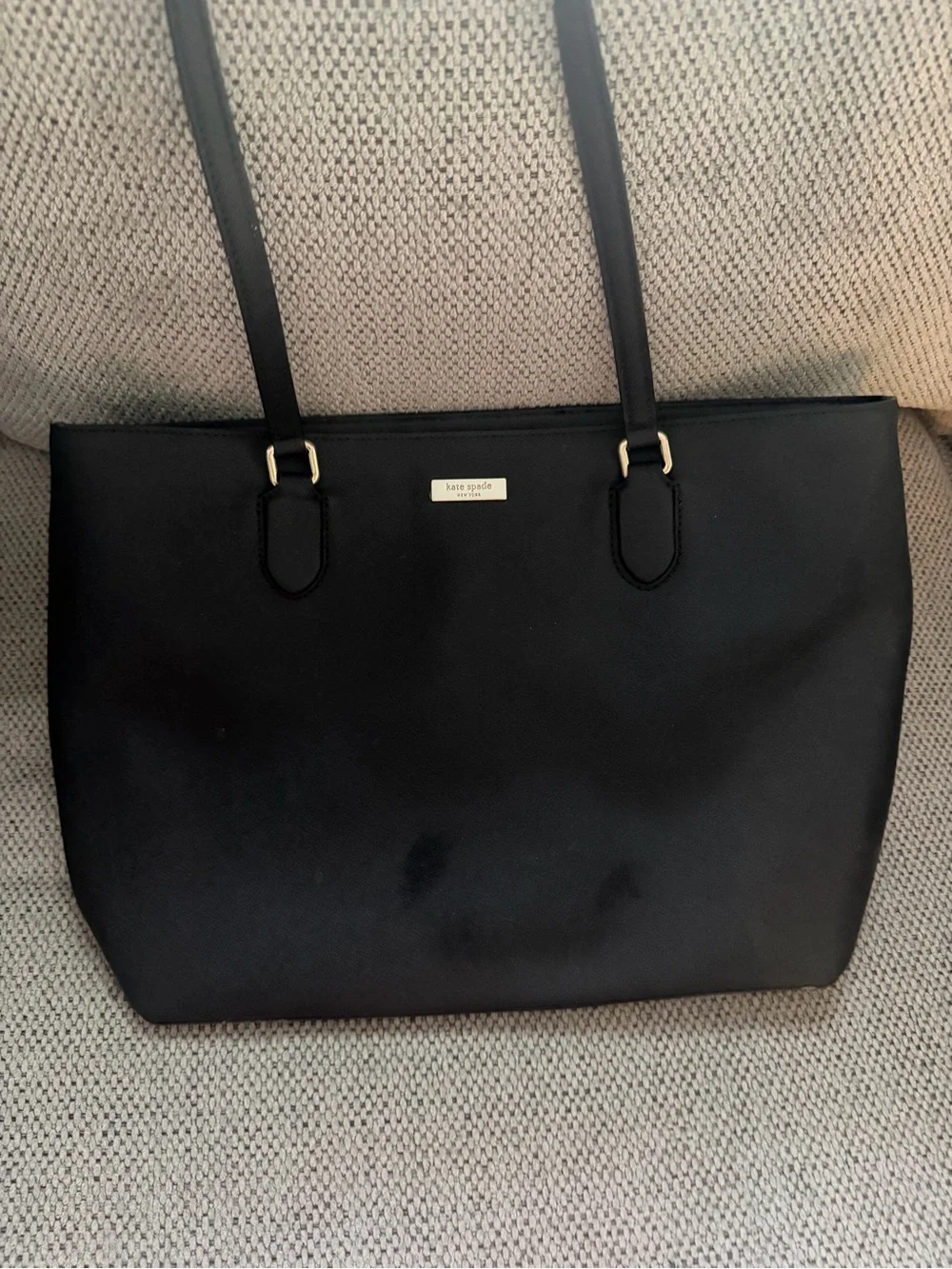 kate spade Black Saffiano Tote with Gold Accent